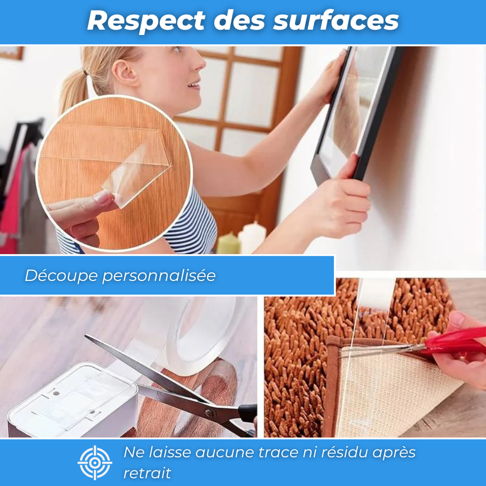 FixPro - Ruban adhésif double face réutilisable
